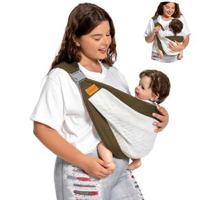 Baby Sling Carrier, Baby Carrier Newborn to Toddler(7-45lbs), Toddler Carrier with Safety Buckle, One Shoulder Adjustable Shoulder Strap, One Size Fits All, Grey