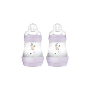 Easy Start Self Sterilising Anti-Colic Baby Bottle 2 Pack (2 x160 ml) MAM Baby Bottles with Slow Flow MAM Teats Size 1, Newborn Essentials, Pink (Designs May Vary)