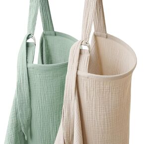 2 Pack Muslin Nursing Cover for Breastfeeding, Soft & Breathable 100% Cotton Breastfeeding Cover up with Adjustable Neck Strap, Multi-use Nursing Apron & Baby Carseat Canopy (Green)