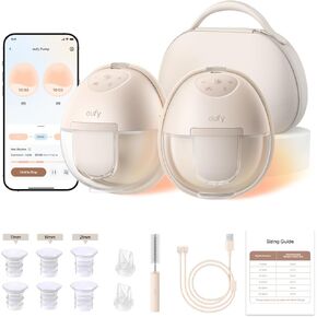 eufy Heated Wearable Breast Pump S1 Pro, Slim Hands-Free Breast Pump with Industry-Leading HeatFlow™ Tech, Wireless Charging Case, App-Controlled OptiRhythm™, Hospital-Grade Suction, in-Bra Use