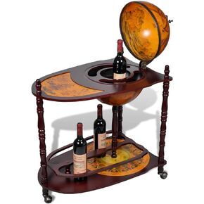 Globe Wine Stand, Easy Access Artwork Wooden Wine Stand Eucalyptus Wood for Office for Beverage
