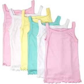 I&S Girl's 4 Pack Soft Cotton Cami Spaghetti Strap Tank Tops Undershirts