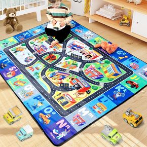 ABC Rug for Kids Playroom, Alphabet Rug 4x6 Feet, Washable Play Mat Non-Slip ABC Mat Classroom Carpet Car Rugs for Kids Learning Letters Animals Shapes for Play Room Decor