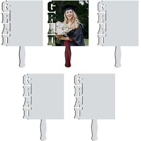 Big Grad Fan Sublimation Grad Paddles Mdf Grad Fan 11x 7 Inch Personalized Blank Grad Fans Sublimation Paddle Board for Graduation 2024 (5 Pack)