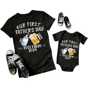 Personalized Our First Father Day Together Matching Shirts, Dad and Baby Matching Outfits Shirts, Bodysuit Baby