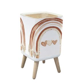 Trash Can with Lid Scandinavian Boho Rainbow Print for Playroom with Neutral Garbage Can Rectangular Waste Bin Press Cover Dog Proof Wastebasket for Kitchen Bathroom Living Room Nursery