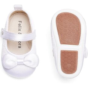 Felix & Flora Soft Sole Baby Shoes - Infant Baby Girls Ballet Flats Moccasinss Rubber Sole Walking Crib Shoes