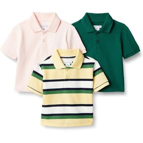 Amazon Essentials Toddlers and Baby Boys' Cotton Spandex Polo Shirt, Pack of 3