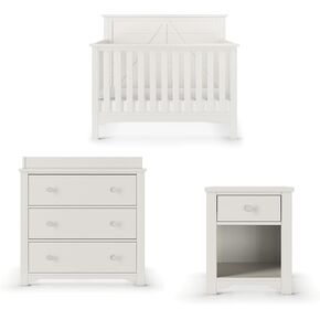 Child Craft Woodland Crib, Dresser, and Nightstand Nursery Set, 3-Piece, Includes 4-in-1 Convertible Crib, Dresser, and Nightstand, Grows with Your Baby (Brushed Cotton)