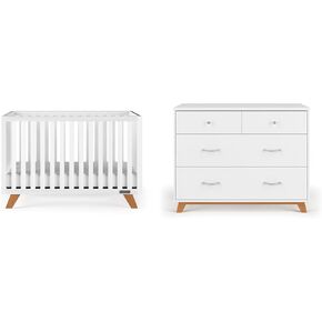Child Craft SOHO 2-Piece Nursery Set, Includes 4-in-1 Convertible Crib and 3-Drawer Dresser (White/Natural)