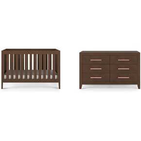 Child Craft Kieran Crib and Dresser Nursery Set, 2-Piece, Includes 3-in-1 Convertible Crib and 3-Drawer Dresser, Grows with Your Baby (Toasted Chestnut)