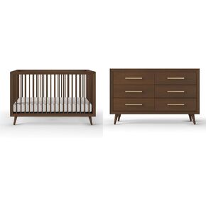 Child Craft Cranbrook 2-Piece Nursery Set, Includes Convertible Crib and Double Dresser, Grows with Your Baby (Toasted Chestnut)