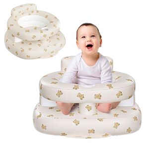 Blow Up Seat for Baby, Inflatable Baby Chair 3 Months & Up, Chair for Babies Sitting Up with Built in Pump (Bear)