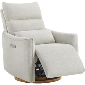 CHITA Swivel Rocker Recliner Chair, Power Nursery Glider Recliner, Nursery Rocking Chair with Adjustable Power Headrest, FSC Certified, Solid Wood Base, Crockery (Gray)