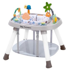 Time Followers® Baby Activity Center | 3-Stage 4Modes Standing Play Table | Baby Essential,Exersaucer, Jumper & Bouncer | Montessori-Inspired Design for Ages 6M+ (White)