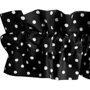 Poly Cotton Small Polka Dots Sleeve Topper Window Valance أعلى الكشكش السفلي ديكور ديكور غرفة نوم النافذة المطبخ (58 "عريض × 5" ، أبيض على الأسود)