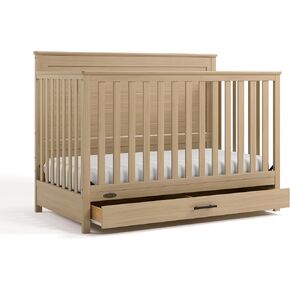 سرير Graco Tristan 5-in-1 القابل للتحويل مع درج (Driftwood)-Greenguard Gold Certified ، مرتبة سرير قياسية ، مقبض متميز ، يتحول إلى سرير صغير وسرير نهاري وسرير كامل الحجم