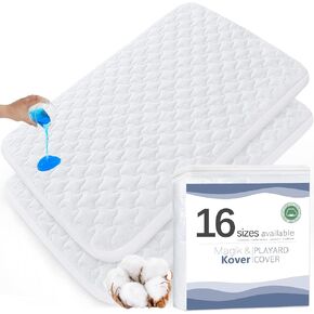 Mini Crib Mattress Protector Cover 38" x 24", 2 Pack Waterproof Mini Crib Mattress Pad Sheets for Babyletto, Dream On Me, Delta, Quilted Cotton Terry Surface