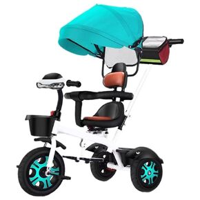 Reversible Seat Toddler Stroller Buggies, Children Pram with Canopy, High Back Guardrail and Belt, Parent Steering Tricycle Handle(White Grey,with Headlight)