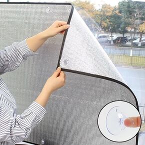 RAKKYO Thermal Insulation Reflective Film,Total Blackout Window Film,No Glue Sun Protection Film,Heat Control Film,7mm Aluminum Foil Insulation Film,for Home Office Hotel(60x230cm/24x90in)