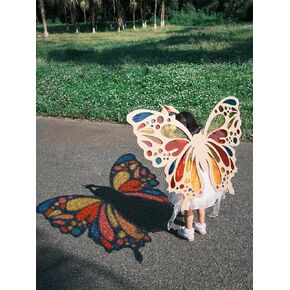 Kids Handmade Toy Butterfly Wings Colored Cellophane Light and Shadow Wood Plank Parent-Child Interaction (4 Pack)