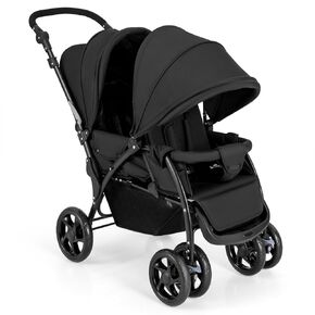 HONEY JOY Double Stroller, Foldable Lightweight Infant Twin with Tandem Seating, 5-Point Harness, Recline Seat, Storage Basket, Compact Baby Double Stroller Newborn and Toddler (Gray)