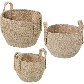 Set of 3 Baskets Homas Maiz Natural C/ASAS 34 x 27 + 30 x 24 + 26 x 21 cm