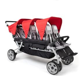 Gaggle by Foundations Jamboree 6 Seat Multi-Child Stroller with UV Blocking Canopies | Reclining Seats | 5-Point Safety Harness | Compact Fold for Daycares, Parks & Travel | Black
