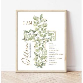 Personalized Baptism Gift For Girl, Baby Boy Gift, Affirmation Baptism Sign, Baptism Sign Dedication, Baptism Gift For Boy and Girl Ideas, Custom Cross With Name and Date Sign Decor Design 8