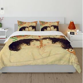 Cute Baby Duvet Cover Set Sleeping Mother and Child Bedding 3 Pieces Ultra Soft Fluffy Gustav Klimt Comforter Cover with Zipper Closure King