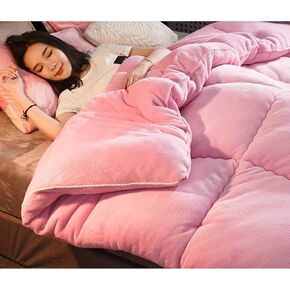 Winter Solid Flannel Duvet Quilt, Luxury Thick Warm Fabric Design, Super Soft Flannel, Bed Accessory Autumn/Winter (Color : Pink, Size : 200230cm(3.5KG))