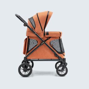 Familidoo Q1 Multi-Use Kids Wagon Stroller – Foldable, Lightweight & All-Terrain for Kids & Pets – 5-Point Safety Harness, Rain Cover & Compact Travel Design – Supports Up to 132 lbs (Ash Rose)