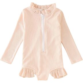 Girls Swimwear Toddler Long Sleeve Ruffle Swimsuit for Beach Summer
