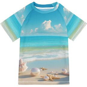 Beautiful Beach Kids Bathing Suit Sun Protection Sports Clothes Swimwear Beach Tops 3T