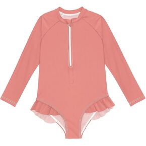 Coral Pink Youth Girls Swimsuits UPF 50+ Sun Protection Girl Rash Guard Swimming Suits Size 3T