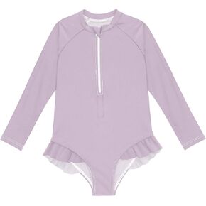 ODAWA Girls UV 50+ Swimsuits, Thistle Toddler Swimsuit Girl Long Sleeve with Sleeves Size 3T