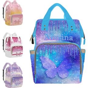Newborn Custom Diaper Bags, Personalized Baby Girl Diaper Bag, Purple Customize Large Baby Bag with Name for Adult Kids Wife Husband Friend Mom Dad Granddaughter