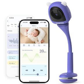 Baby Camera Monitor with Video & Audio, Smart Baby Monitor with Sleep & Breathing Motion Tracker, 2K Night Vision, AI Motion &Cry Detection WiFi Video Camera Monitor No Subscription, Upgrade Ver.