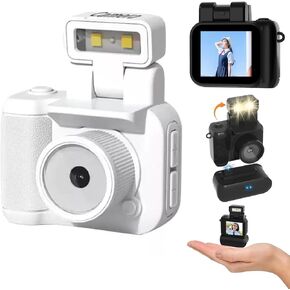 Retro Scope Camera, SLR-Shaped Mini Camera DV MiniClick Keychain Camera 1080p HD Retroscope W/ 1.44in Screen and Flash Lamp Small Digitalp Hotography Video Camera with 400mAh Battery(White)