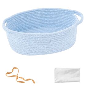 Gift Basket with Wrap Bag & Ribbon – Empty Small Woven Basket (12"x8"x5"), Cute Decorative Storage for Baby Showers, Toys, Father's Day, for Women and Men – White