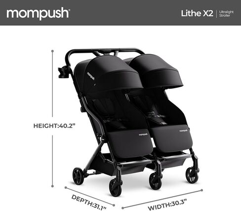 Mompush Lithe Double Ultralight Stroller, Lightweight Side by Side Stroller, Two Large Seats with Individual Recline, Easy Fold in Kuwait