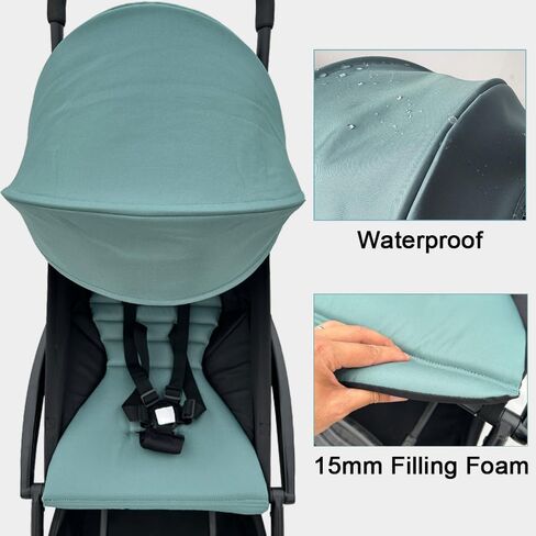 Stroller Accessories Canopy, Seat Cushion & Seat Base Compatible with Babyzen YOYO Strollers, Pushchair Accessories Replacement Kit, Waterproof Fabric (Aqua Blue) in Saudi Arabia