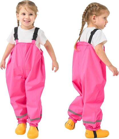Fewlby Kids Rain Bib Pants, Toddlers Waterproof Suspender Dirty Proof Rain Wear for Boys and Girls in Saudi Arabia