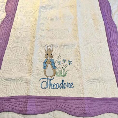 Personalized Baby Blankets with Embroidered Bunny, Custom Name Heirloom Keepsake Quilt, Embroidery Gift for Baby Shower, Gift for Christmas, Easter, Brithday(36x46 Inches) (Style 1) in Kuwait