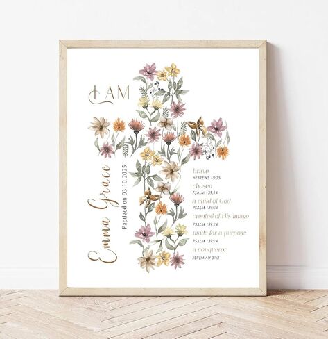 Personalized Baptism Gift For Girl, Baby Boy Gift, Affirmation Baptism Sign, Baptism Sign Dedication, Baptism Gift For Boy and Girl Ideas, Custom Cross With Name and Date Sign Decor Design 8 in Saudi Arabia