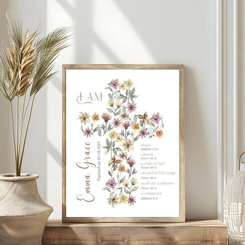 Personalized Baptism Gift For Girl, Baby Boy Gift, Affirmation Baptism Sign, Baptism Sign Dedication, Baptism Gift For Boy and Girl Ideas, Custom Cross With Name and Date Sign Decor Design 8 in Saudi Arabia