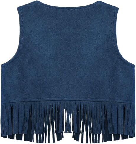 Fringe Vest Baby Faux Suede Open-Front Vintage Tassel Vest Coat Hippie Western Cowboy Cowgirl Jacket in Kuwait