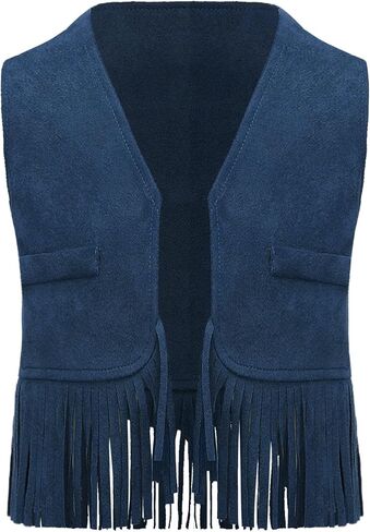 Fringe Vest Baby Faux Suede Open-Front Vintage Tassel Vest Coat Hippie Western Cowboy Cowgirl Jacket in Kuwait