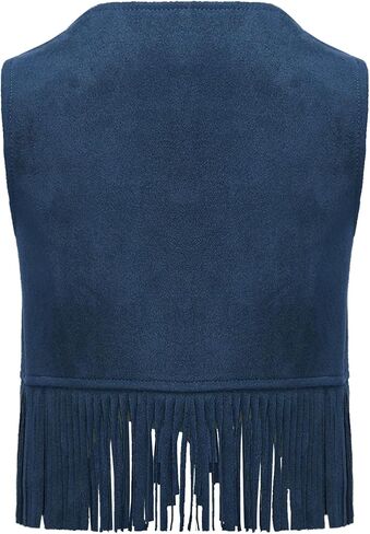 Fringe Vest Baby Faux Suede Open-Front Vintage Tassel Vest Coat Hippie Western Cowboy Cowgirl Jacket in Kuwait