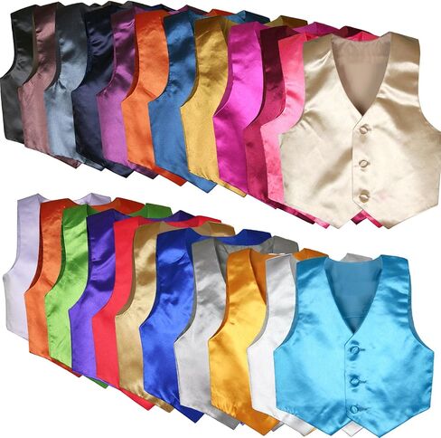 Baby Toddler Kids Little Boys Formal 23 Color Satin Vest S-7 (S:(0-6 Months), Green Teal) in Kuwait
